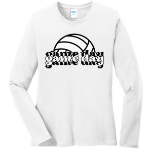 Game Day Funny Team Sports Volleyball Mom Dad Coach Ladies Long Sleeve Shirt