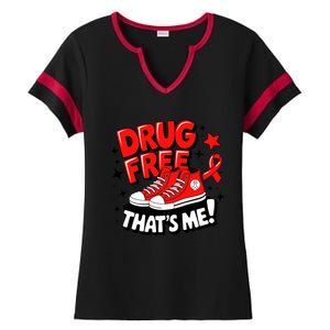 Groovy Dru.G Free Red Ribbon Week ThatS Me Awareness Chucks Ladies Halftime Notch Neck Tee