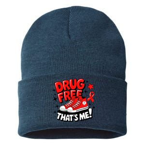 Groovy Dru.G Free Red Ribbon Week ThatS Me Awareness Chucks Sustainable Knit Beanie