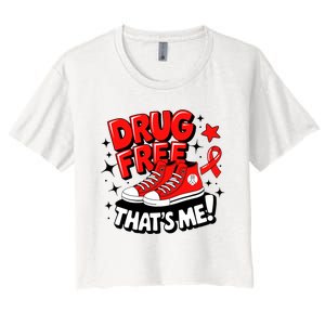 Groovy Dru.G Free Red Ribbon Week ThatS Me Awareness Chucks Women's Crop Top Tee