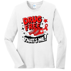 Groovy Dru.G Free Red Ribbon Week ThatS Me Awareness Chucks Ladies Long Sleeve Shirt