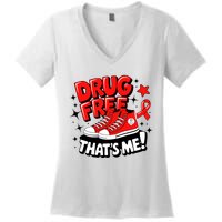 Groovy Dru.G Free Red Ribbon Week ThatS Me Awareness Chucks Women's V-Neck T-Shirt