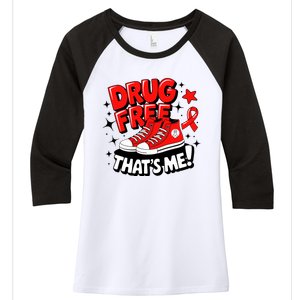 Groovy Dru.G Free Red Ribbon Week ThatS Me Awareness Chucks Women's Tri-Blend 3/4-Sleeve Raglan Shirt