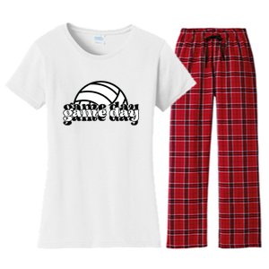 Game Day Funny Team Sports Volleyball Mom Dad Coach Women's Flannel Pajama Set