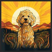 Goldendoodle Dood Funny Doodle Dog Golden Doodle 7 Panel Mesh Trucker Snapback Hat