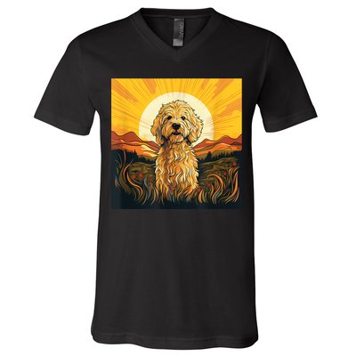 Goldendoodle Dood Funny Doodle Dog Golden Doodle V-Neck T-Shirt