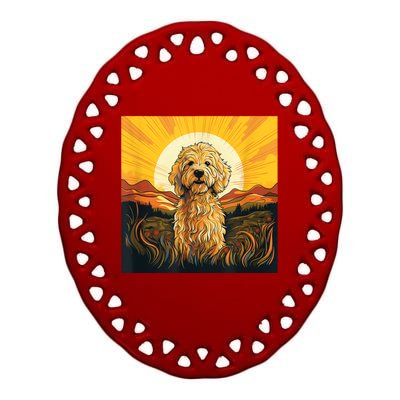 Goldendoodle Dood Funny Doodle Dog Golden Doodle Ceramic Oval Ornament