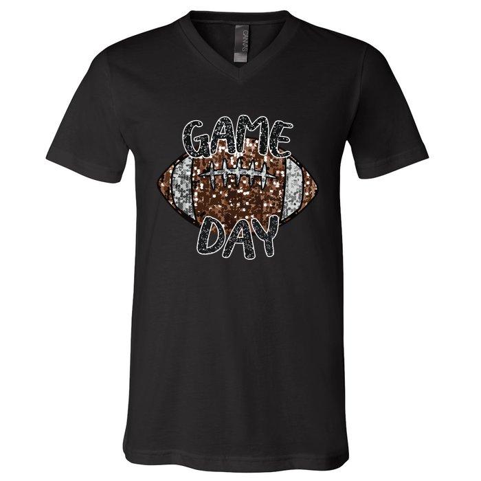 Game Day Football For Women V-Neck T-Shirt