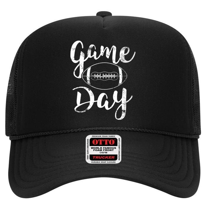 Game Day Football Cute Football Top VNeck High Crown Mesh Back Trucker Hat