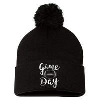 Game Day Football Cute Football Top VNeck Pom Pom 12in Knit Beanie