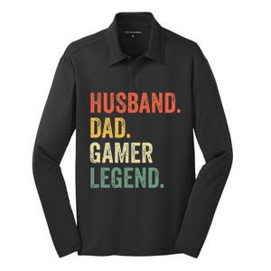 Gamer Dad Funny Husband Dad Video Game Legend FatherS Day Silk Touch Performance Long Sleeve Polo