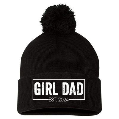 Girl Dad Fathers Day Est 2024 Pom Pom 12in Knit Beanie