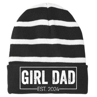 Girl Dad Fathers Day Est 2024 Striped Beanie with Solid Band