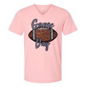 Game Day Festive Cute Football V-Neck T-Shirt