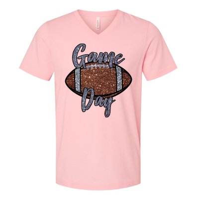 Game Day Festive Cute Football V-Neck T-Shirt