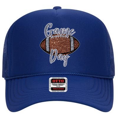 Game Day Festive Cute Football High Crown Mesh Back Trucker Hat