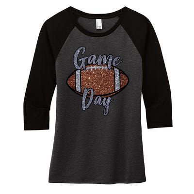 Game Day Festive Cute Football Women's Tri-Blend 3/4-Sleeve Raglan Shirt