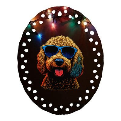 Goldendoodle Dood Funny Doodle Dog Golden Doodle Ceramic Oval Ornament