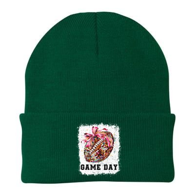 Game Day Football Season Football Bow Knit Cap Winter Beanie