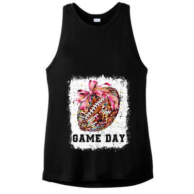 Game Day Football Season Football Bow Ladies PosiCharge Tri-Blend Wicking Tank