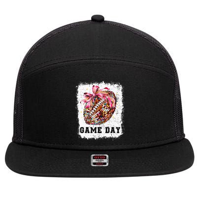 Game Day Football Season Football Bow 7 Panel Mesh Trucker Snapback Hat