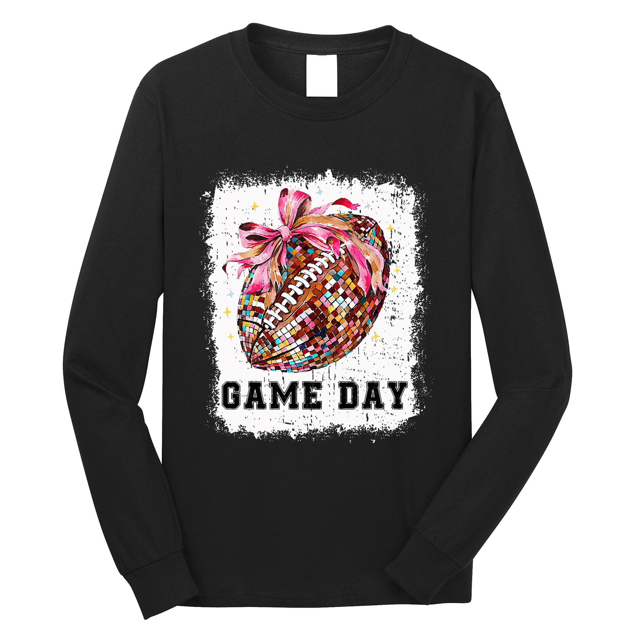 Game Day Football Season Football Bow Long Sleeve Shirt