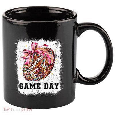 Game Day Football Season Football Bow 11oz C Handle Ceramic Mug