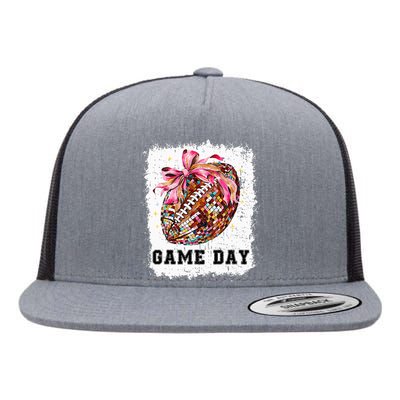 Game Day Football Season Football Bow Flat Bill Trucker Hat