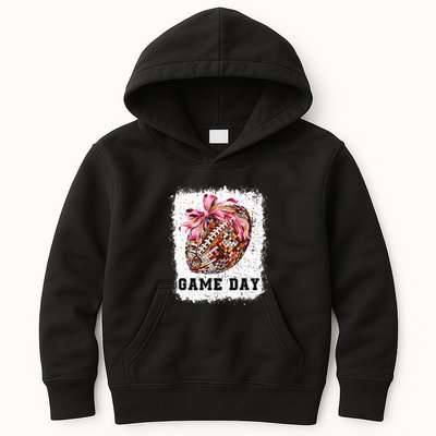 Game Day Football Season Football Bow Kids Hoodie