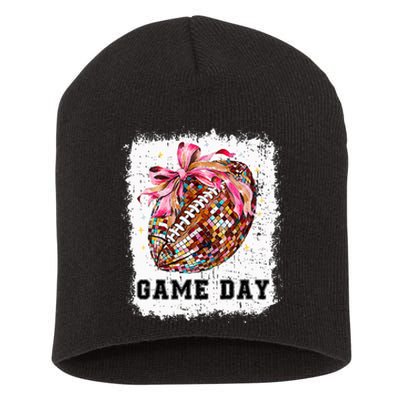 Game Day Football Season Football Bow Short Acrylic Beanie