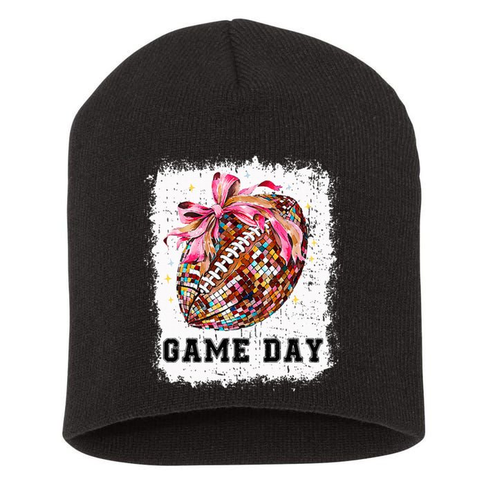 Game Day Football Season Football Bow Short Acrylic Beanie