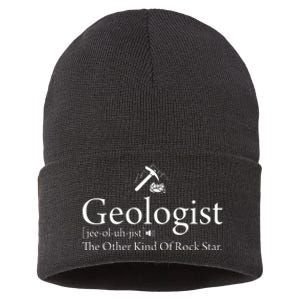 Geologist Definition Funny Rock Star Geology Sustainable Knit Beanie