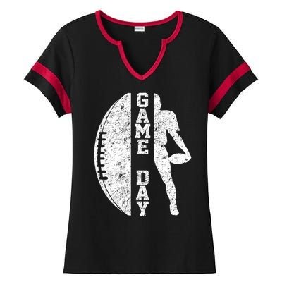 Game Day Football Vintage Sport Ladies Halftime Notch Neck Tee