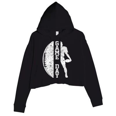 Game Day Football Vintage Sport Crop Fleece Hoodie