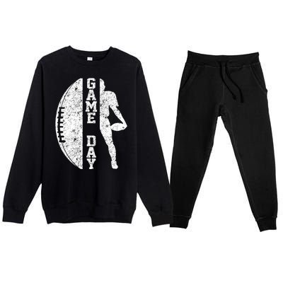 Game Day Football Vintage Sport Premium Crewneck Sweatsuit Set