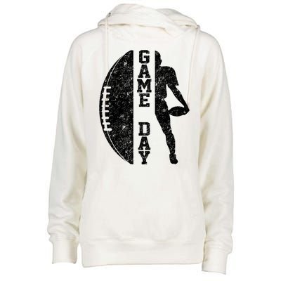 Game Day Football Vintage Sport Womens Funnel Neck Pullover Hood