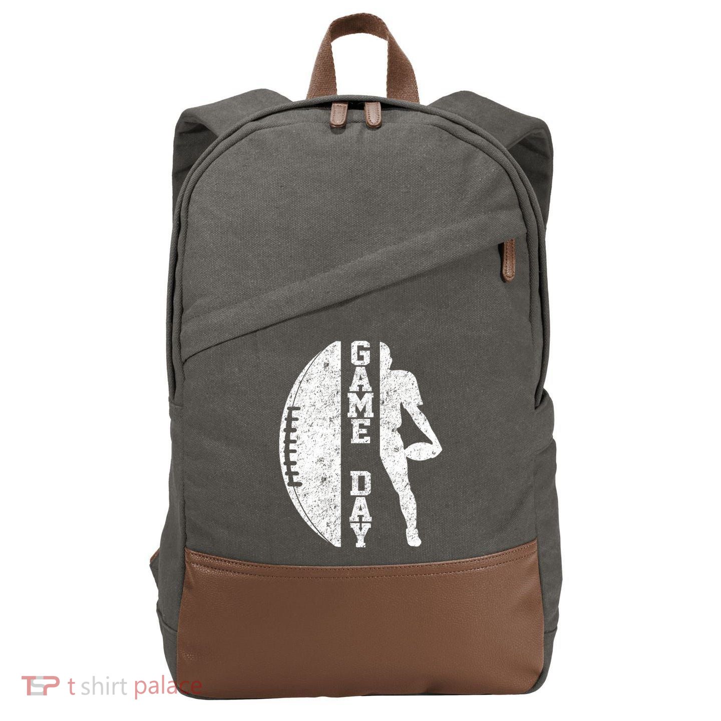 Game Day Football Vintage Sport Cotton Canvas Backpack