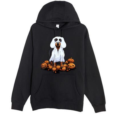 Ghost Dachshund Funny Halloween Wiener Dog Ghost Costume Premium Pullover Hoodie