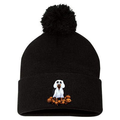 Ghost Dachshund Funny Halloween Wiener Dog Ghost Costume Pom Pom 12in Knit Beanie