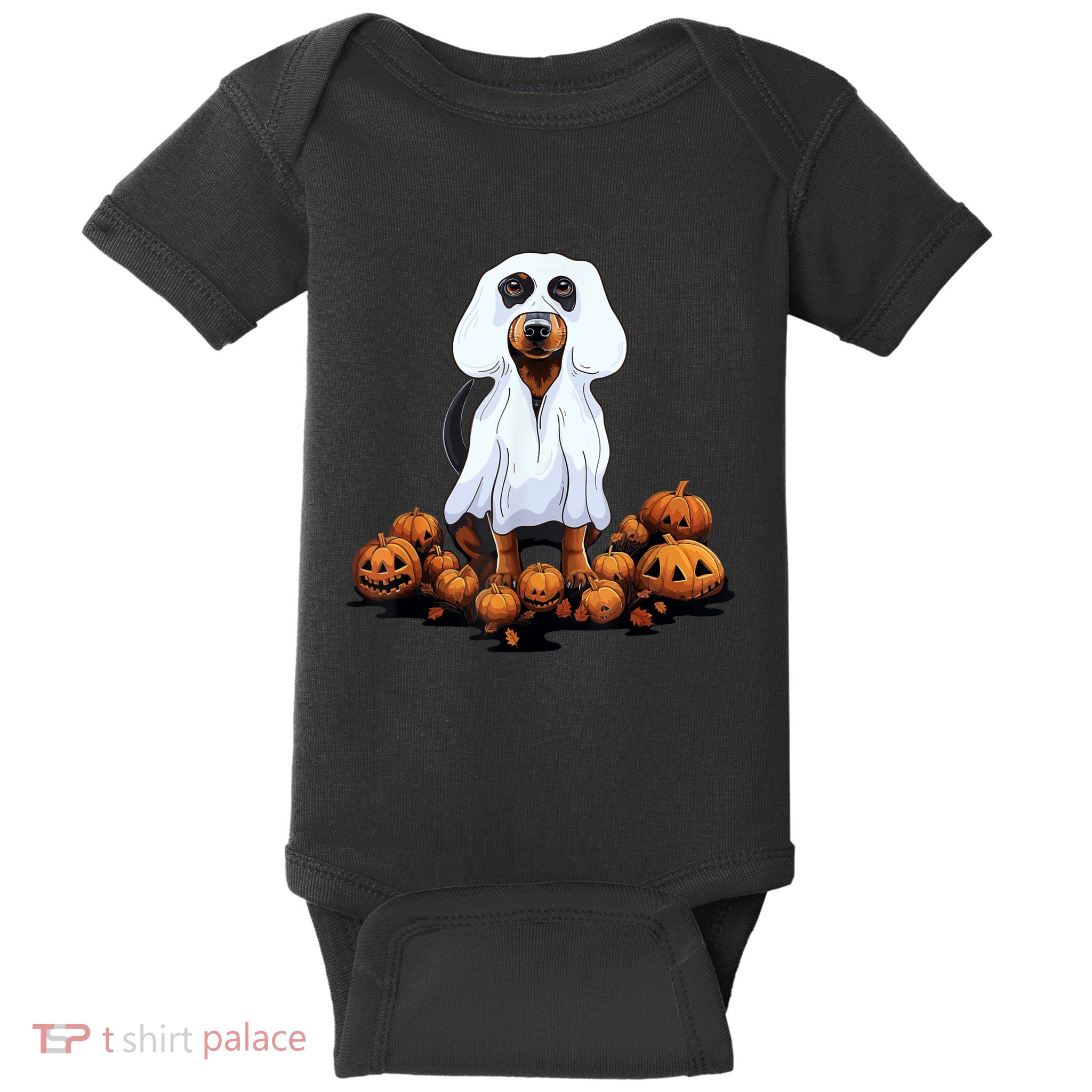Ghost Dachshund Funny Halloween Wiener Dog Ghost Costume Baby Bodysuit