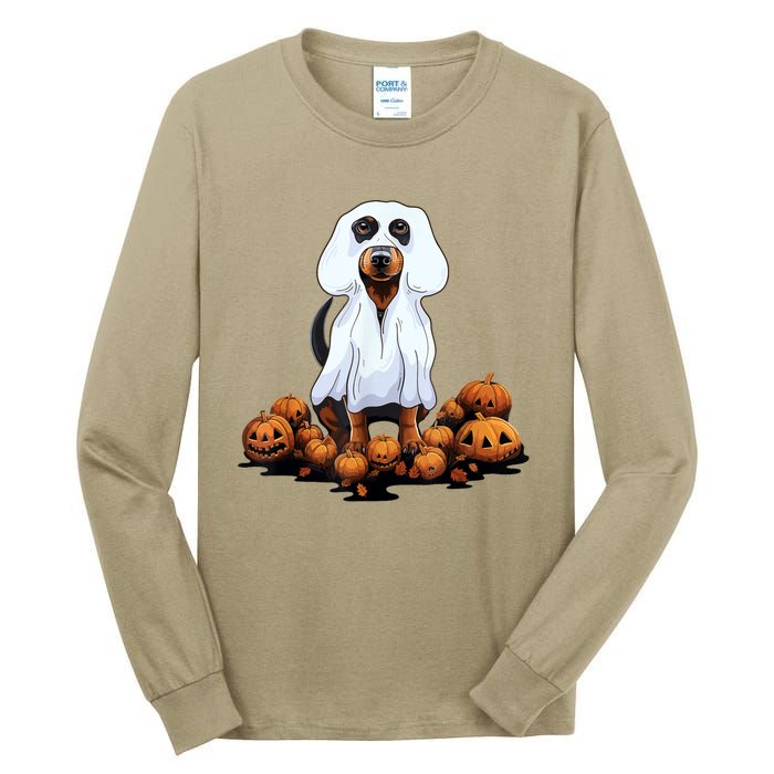 Ghost Dachshund Funny Halloween Wiener Dog Ghost Costume Tall Long Sleeve T-Shirt