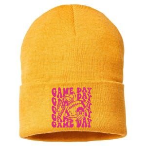 Game Day Football Funny Football Png Touchdown Season Football Fan Sustainable Knit Beanie