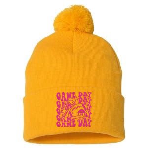 Game Day Football Funny Football Png Touchdown Season Football Fan Pom Pom 12in Knit Beanie