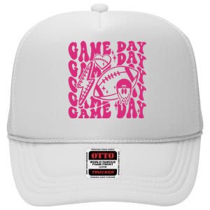 Game Day Football Funny Football Png Touchdown Season Football Fan High Crown Mesh Back Trucker Hat