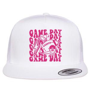 Game Day Football Funny Football Png Touchdown Season Football Fan Flat Bill Trucker Hat