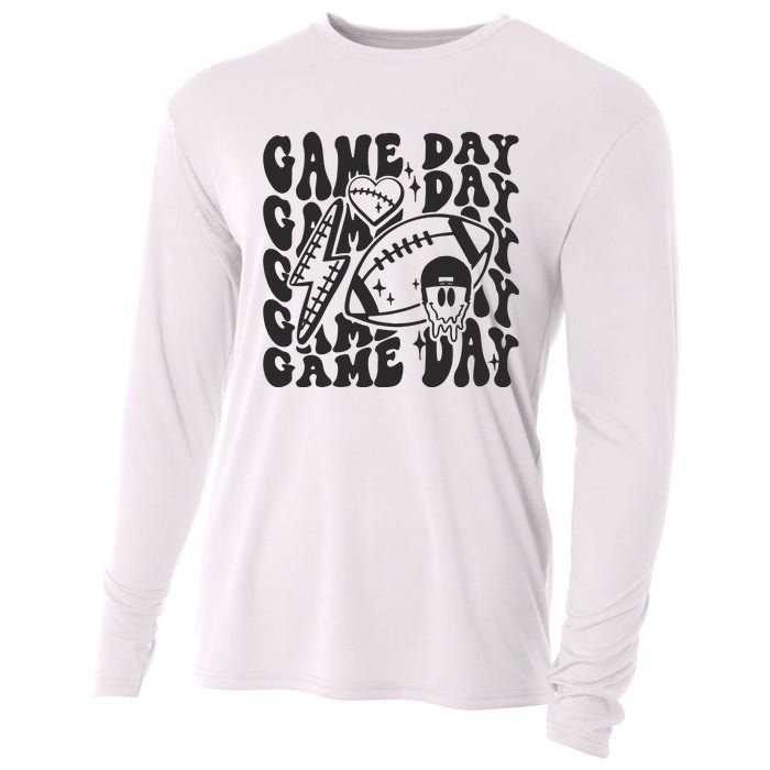 Game Day Football Funny Football Png Touchdown Season Football Fan Cooling Performance Long Sleeve Crew