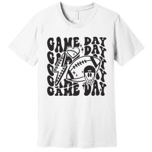 Game Day Football Funny Football Png Touchdown Season Football Fan Premium T-Shirt