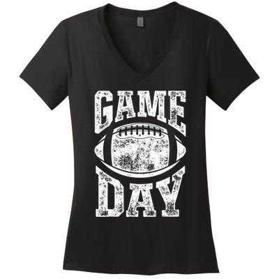 Game Day Football Season Team Sports Vintage Women's V-Neck T-Shirt