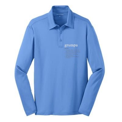 Grumpa Definition Funny Cool Silk Touch Performance Long Sleeve Polo