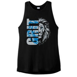 Grit Detroit Football Sports Fan Ladies PosiCharge Tri-Blend Wicking Tank